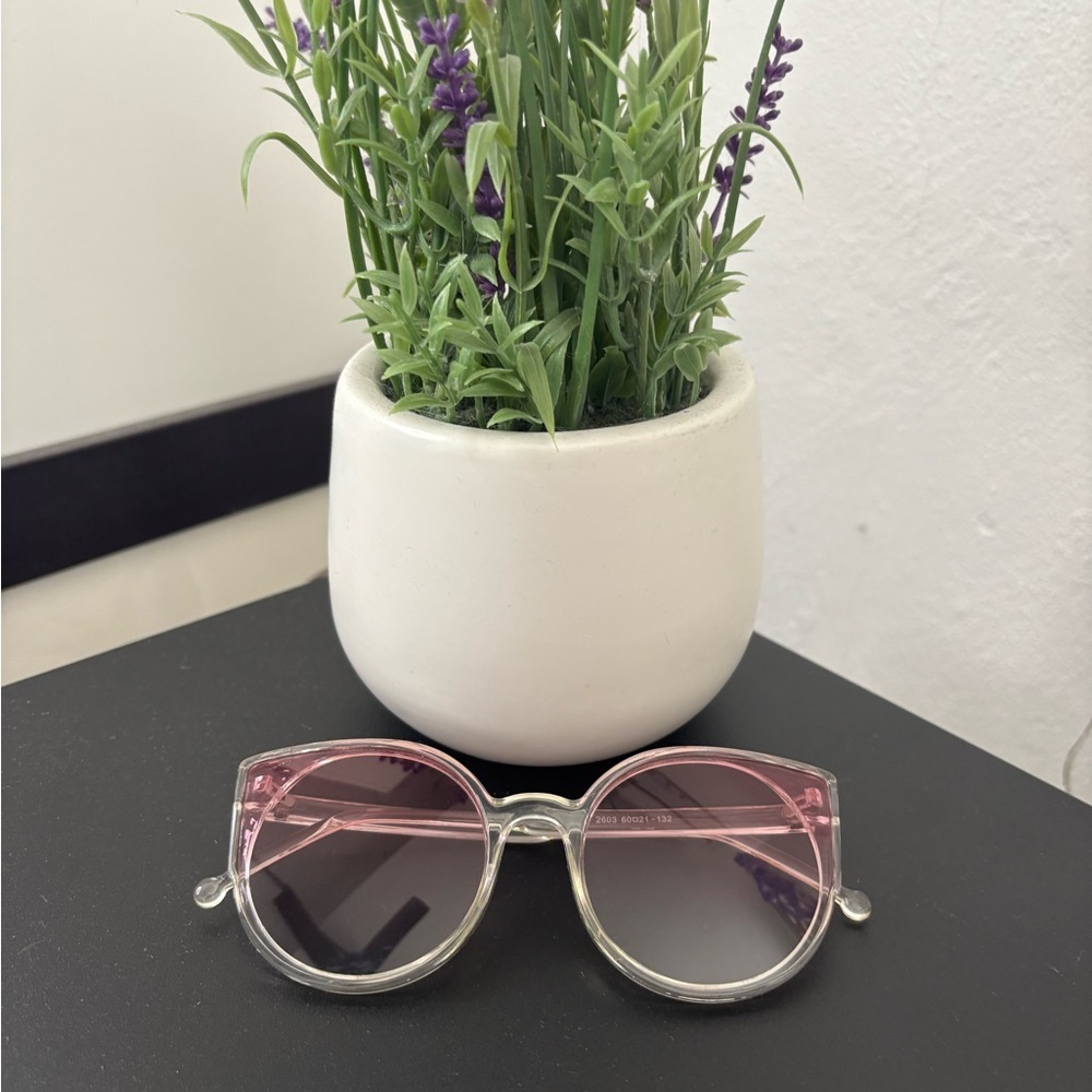 SHEIN Clear Oversized Round Sunglasses - Model 2603 Pink Tint
